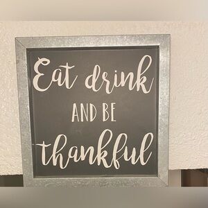 *EUC* Eat Drink and Be Thankful Galvanized Home Decor Wall Art Decor